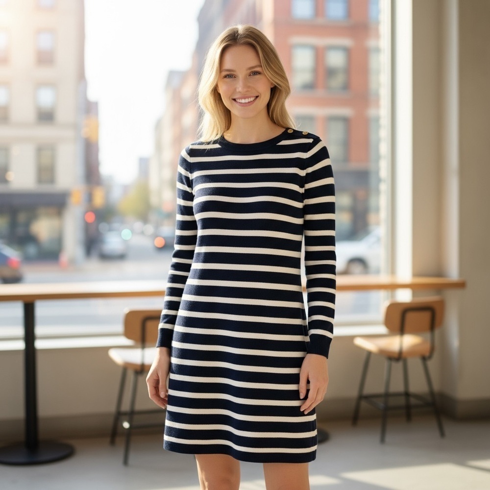 Banana Republic Italian Cashmere/Wool Navy Blue Long Sleeve Sweater Dress SP